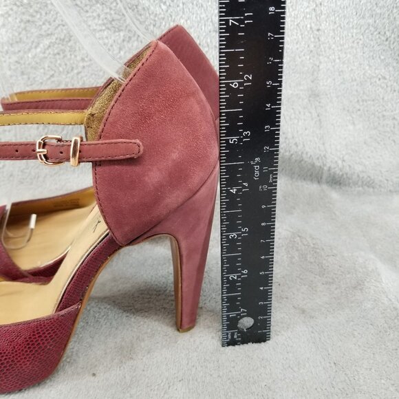 Badgley Mischka Shoes Womens 6 Red Suede Dancing Ankle Strap Heels Rockabilly - Picture 2 of 12